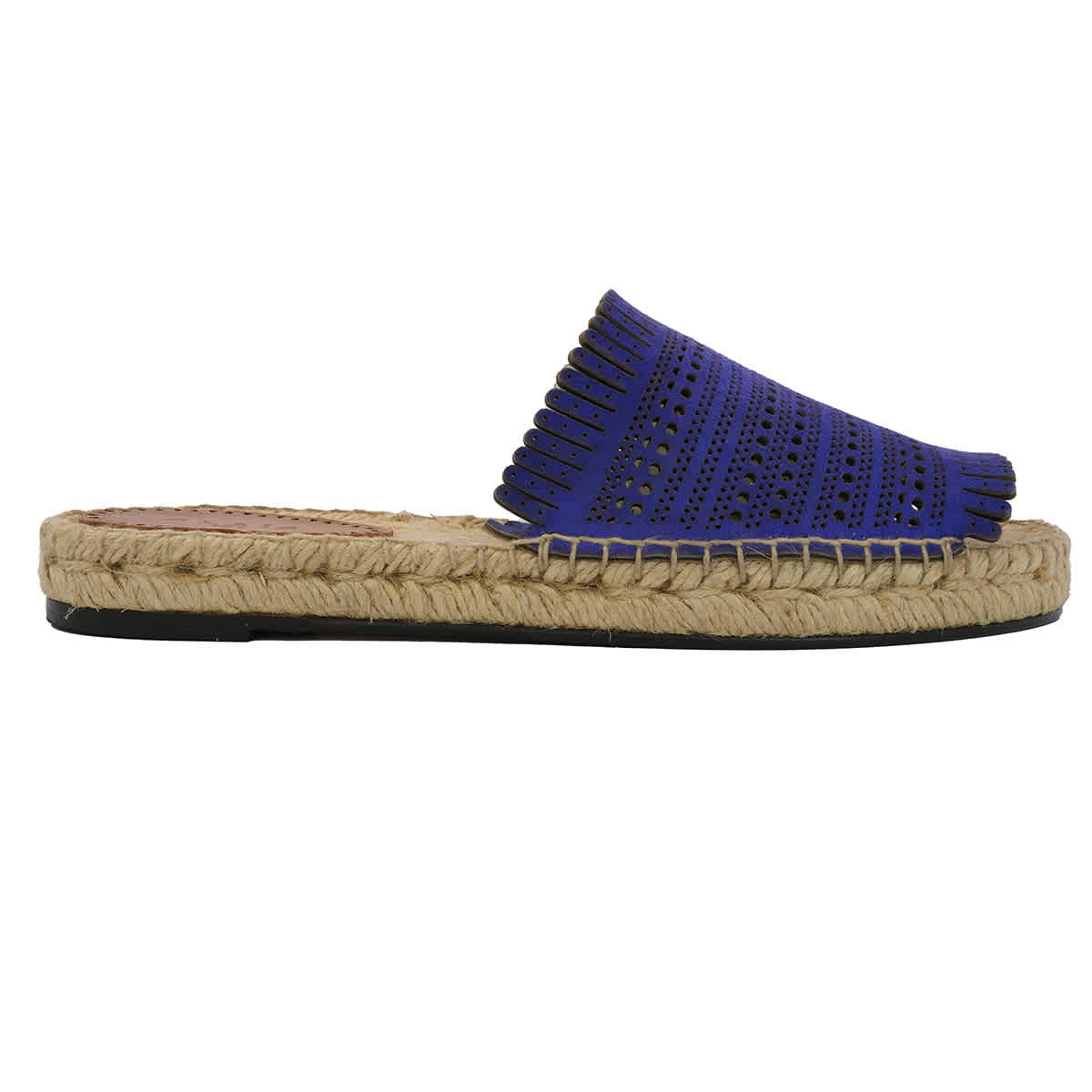 ALAÏA ALAIA LADIES BLUE OPENWORK LEATHER ESPADRILLE MULES