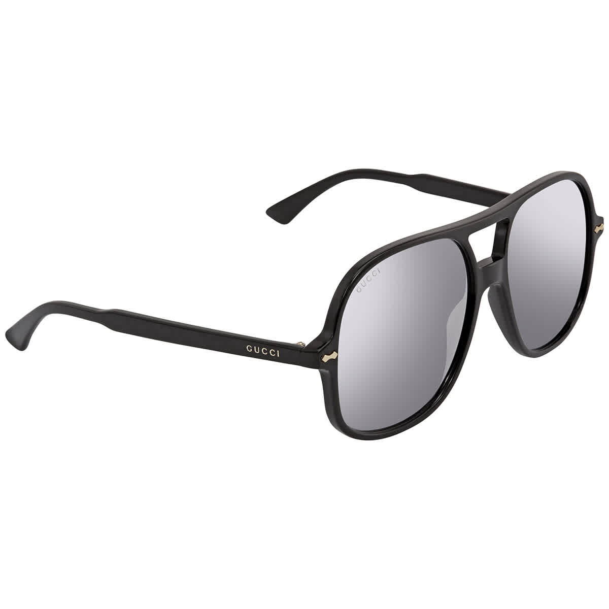 Gucci Silver Aviator Mens Sunglasses Gg0706s 001 58 In Black,silver Tone