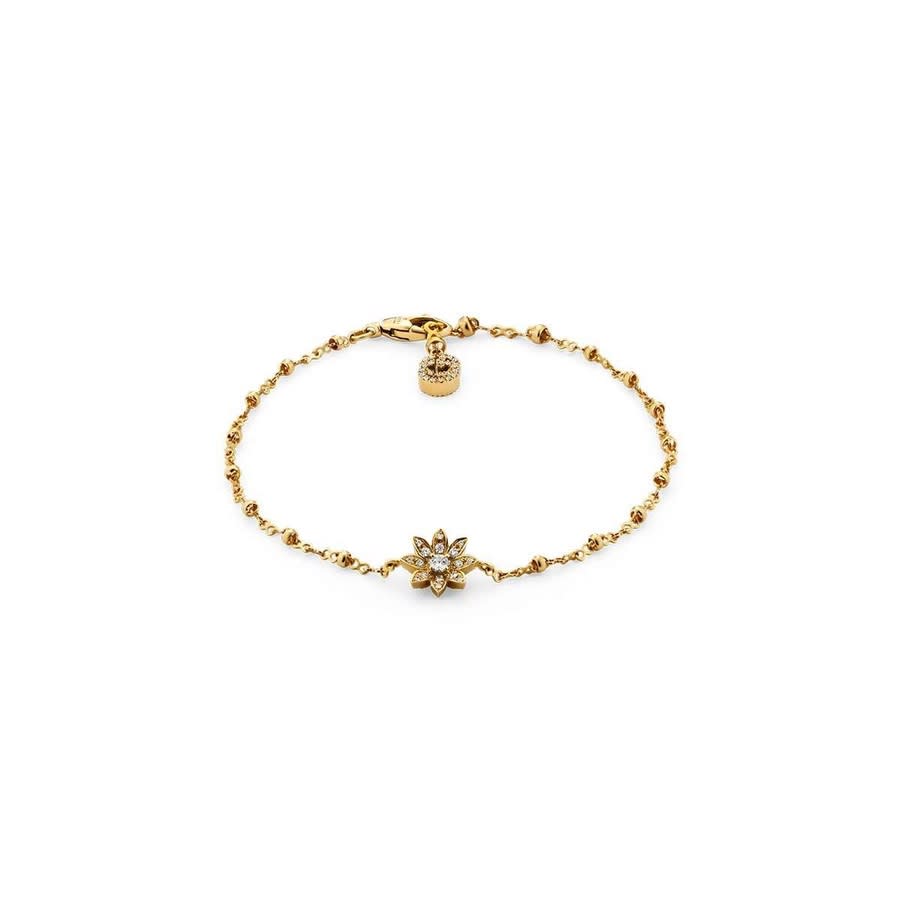 Gucci Flora 18k Bracelet With Diamonds In Yellow