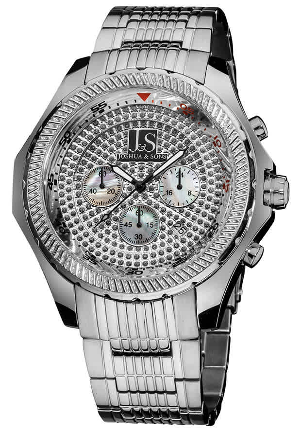 Joshua And Sons Quartz Crystal Mens Watch Js-43-ss In Black / Red / Silver