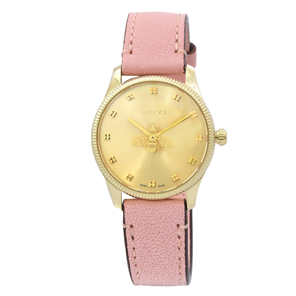 Gucci G-timeless Quartz Ladies Watch Ya1265041 In Gold / Gold Tone / Pink / Yellow