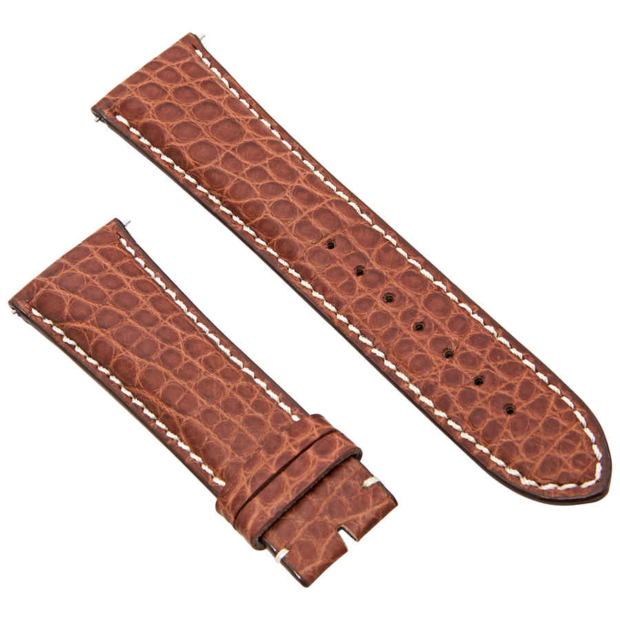 Hadley Roma 24 Mm Matte Honey Alligator Leather Strap In Brown