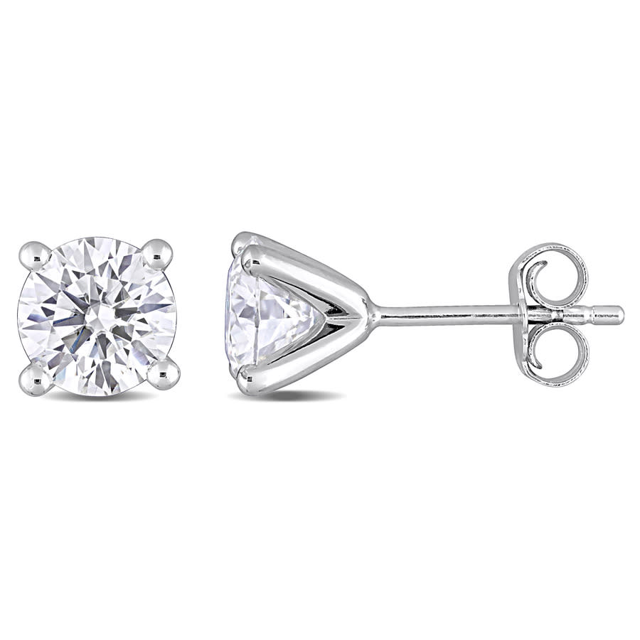 Amour Sterling Silver 2 Ct Tgw Created White Moissanite Stud Earrings