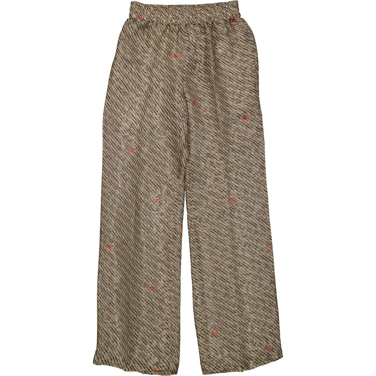 System Ladies Beige Glossy Printed Pants In Beige