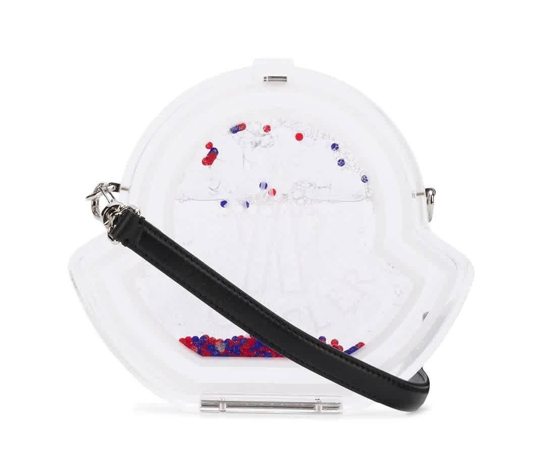 Moncler Ssense Exclusive Transparent Logo Shoulder Bag In White