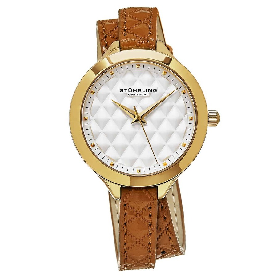 Stuhrling Original Vogue White Dial Ladies Watch M15371 In Gold Tone / Tan   / White / Yellow