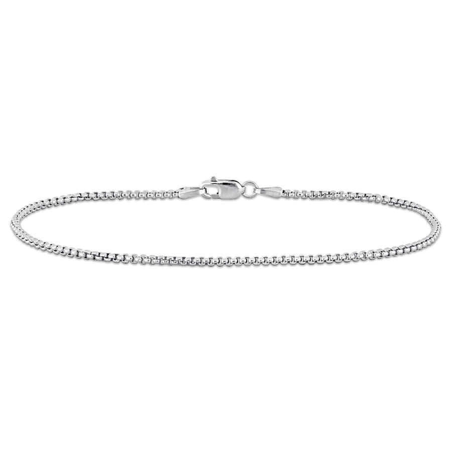 Amour 1.6mm Hollow Round Box Link Bracelet In 10k White Gold -9 In