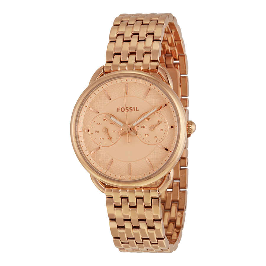 Fossil Tailor Multifunction Rose Dial Ladies Watch Es3713 In Gold Tone,pink,rose Gold Tone,two Tone