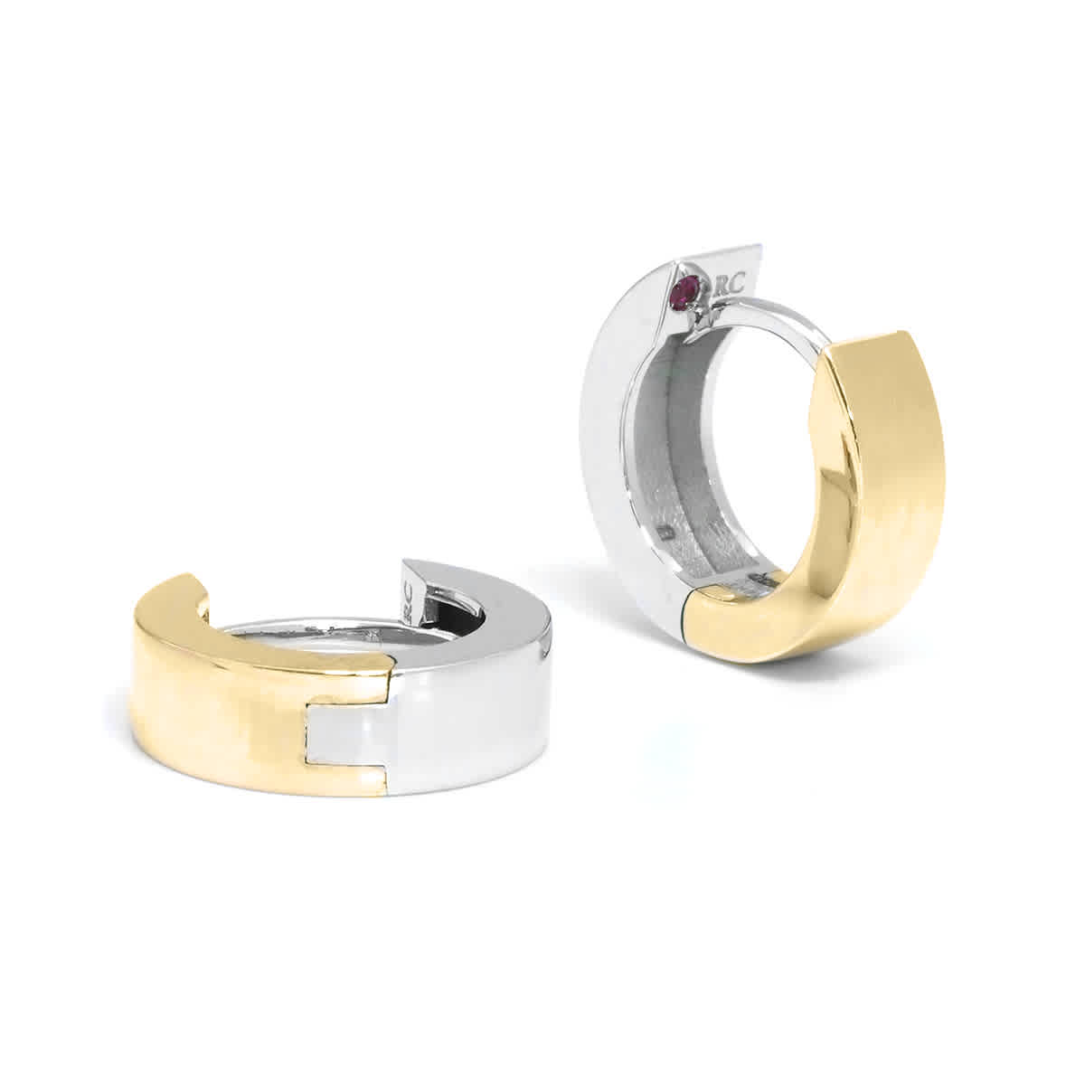Shop Roberto Coin 18k Yellow And White Gold Oro Classic Hoop Earrings