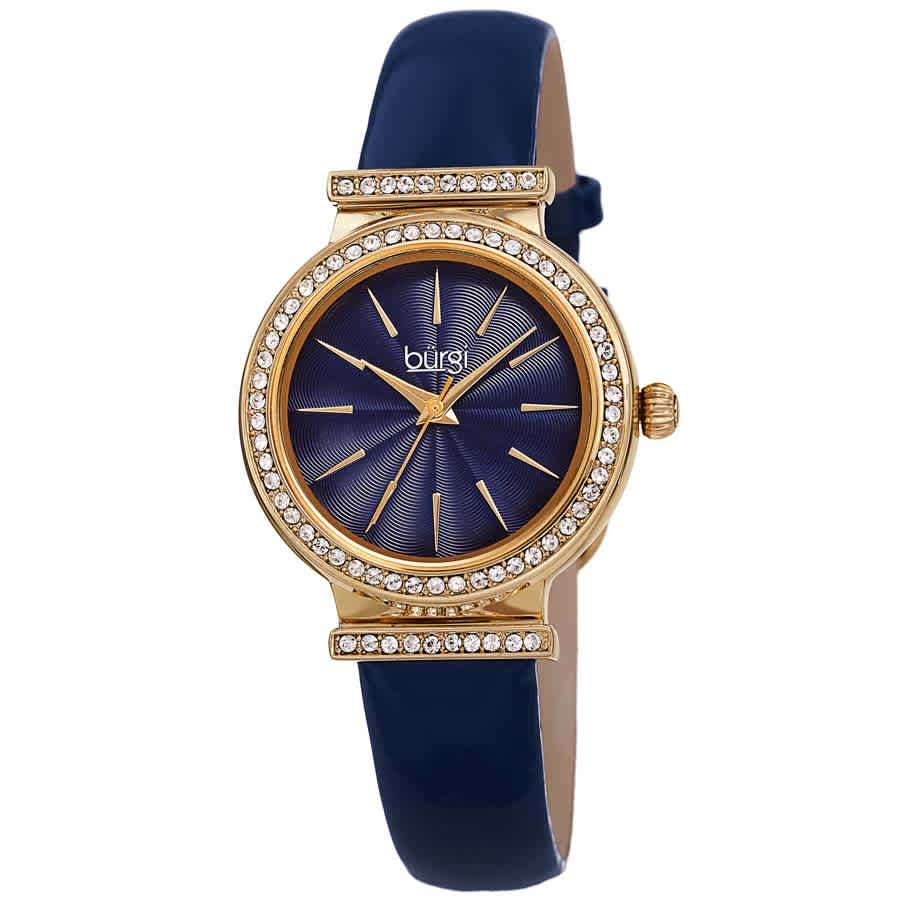 Burgi Blue Dial Blue Leather Ladies Watch Bur230bu In Blue / Gold Tone / Rose / Rose Gold Tone