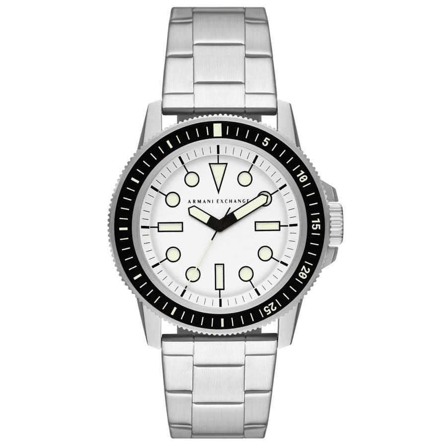 Armani Exchange Classic Quartz White Dial Mens Watch Ax1853 In Black / White