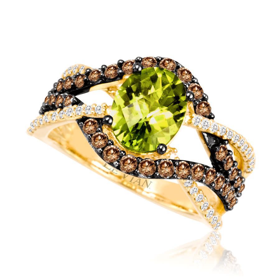 Le Vian Ladies Semi Precious Fashion Ring In 14k Honey Gold In Green