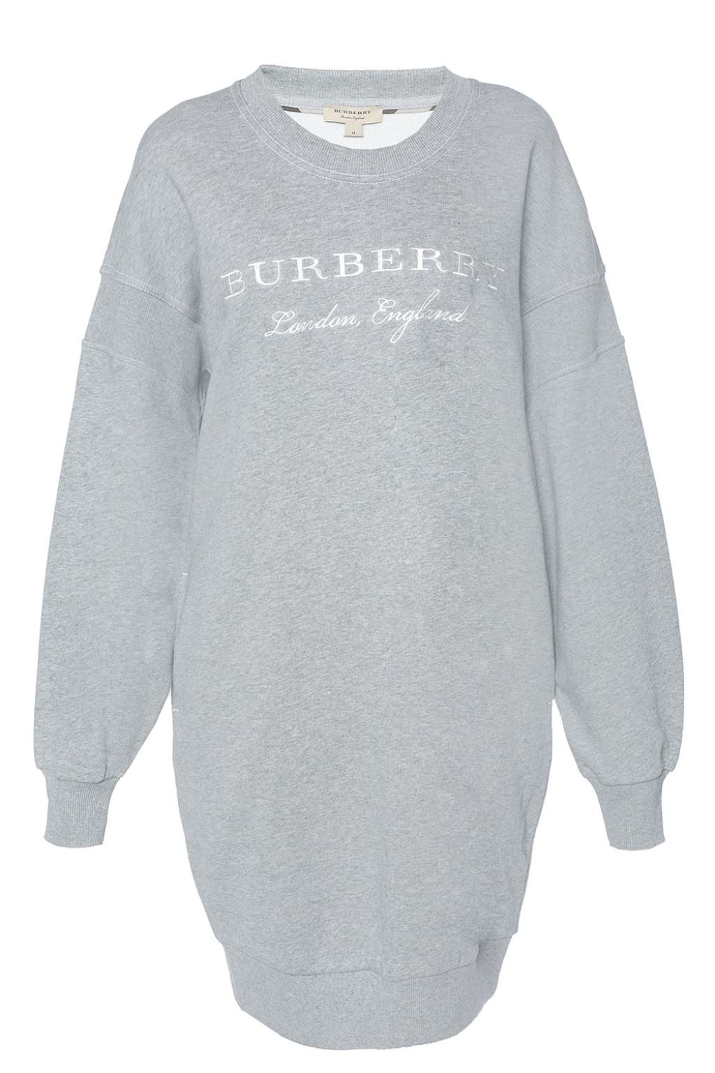 BURBERRY SOURE EMBROIDERED COTTON-JERSEY SWEATSHIRT DRESS