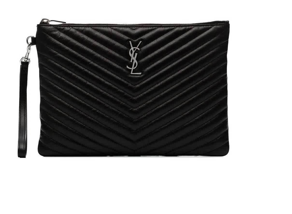 SAINT LAURENT MATELASSE MONOGRAM POUCH