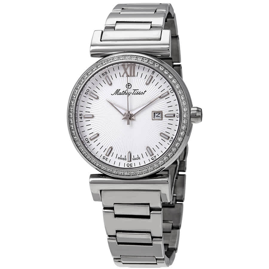 Mathey-tissot Elegance Diamond White Dial Watch H410aqi In Silver Tone,white