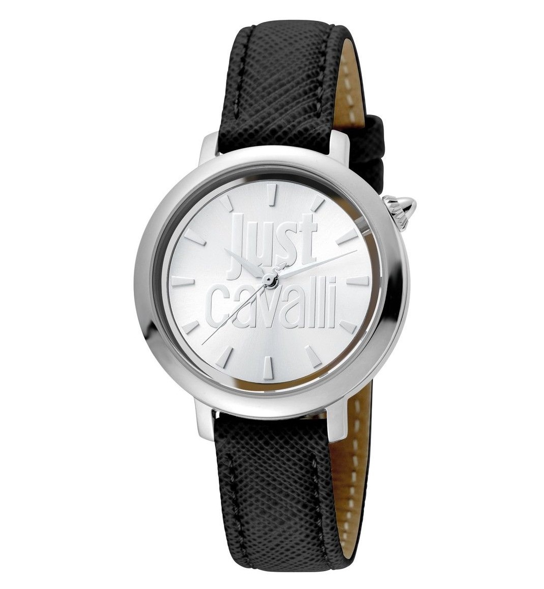 Just Cavalli Logo Silver Dial Ladies Watch Jc1l007l0015 In Black,silver Tone