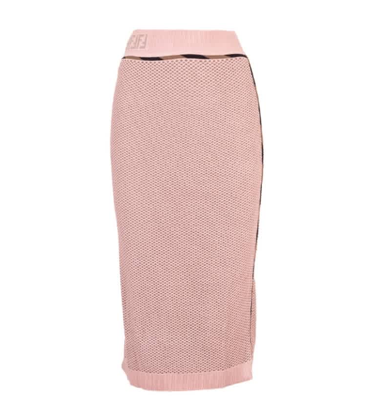 Fendi Ladies Pink Mesh Pencil Skirt