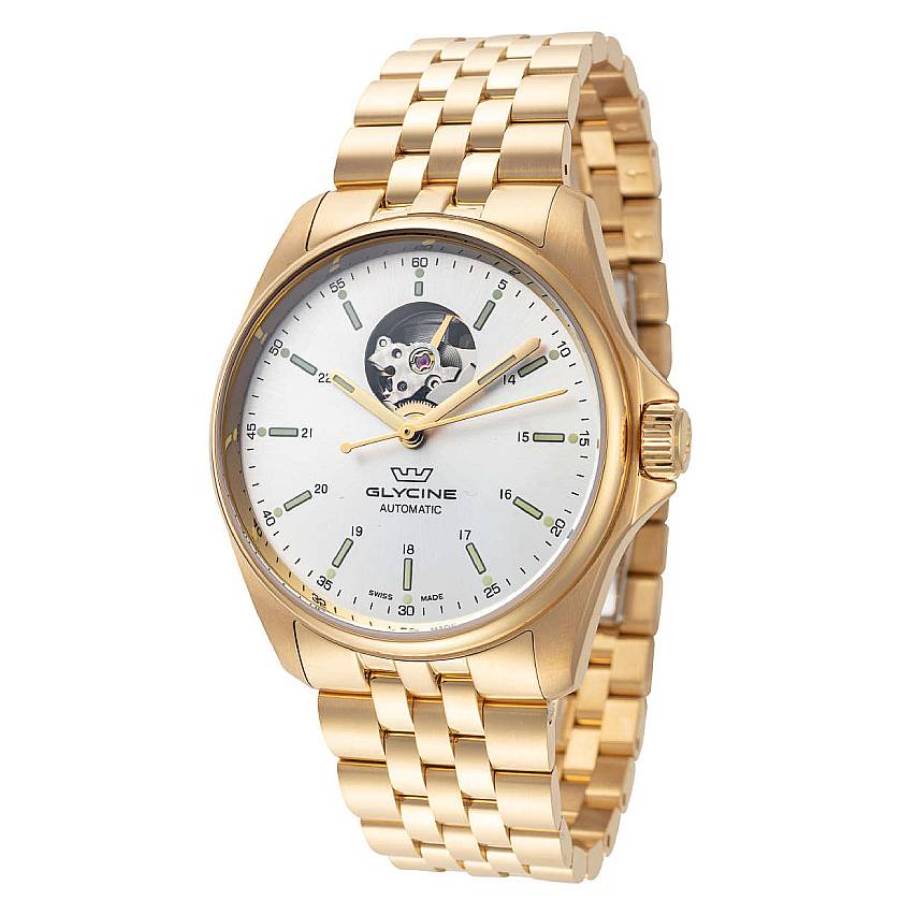 Shop Glycine Combat Classic Automatic Silver Dial Unisex Watch Gl0461 In Gold Tone / Silver