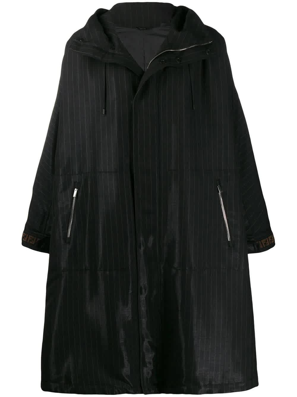 FENDI MENS BLACK OVERSIZED FF PARKA
