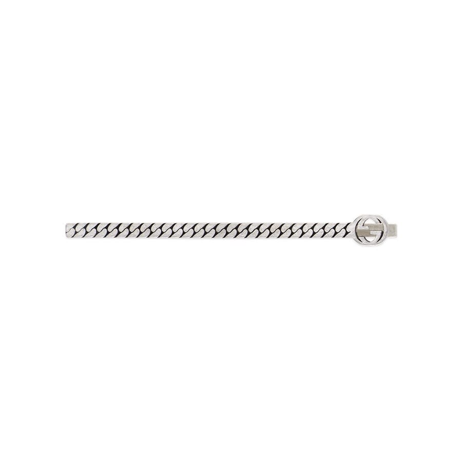 Gucci Mens Silver-tone Tie Bar