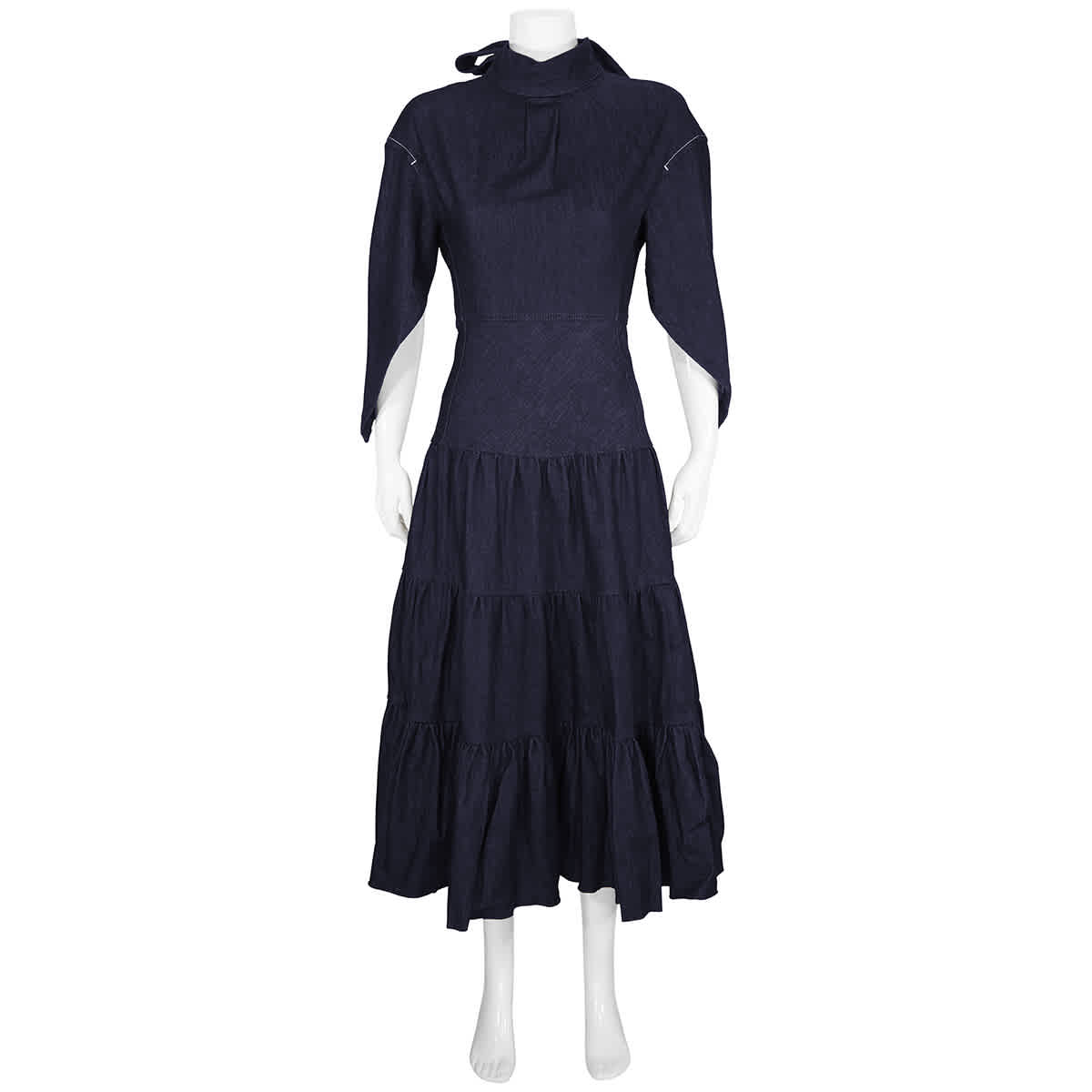 Chloé Chloe Ladies Denim Tiered Midi Dress In Blue