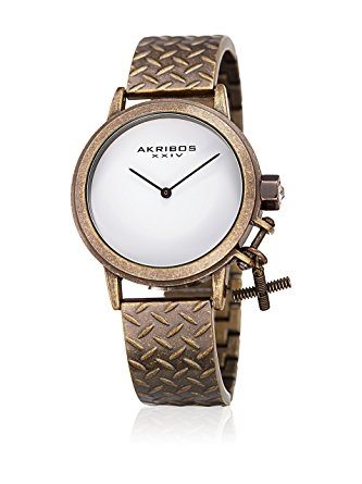 Akribos Xxiv White Dial Ladies Brown Tone Watch Ak966bz In Black / Bronze / Brown / White