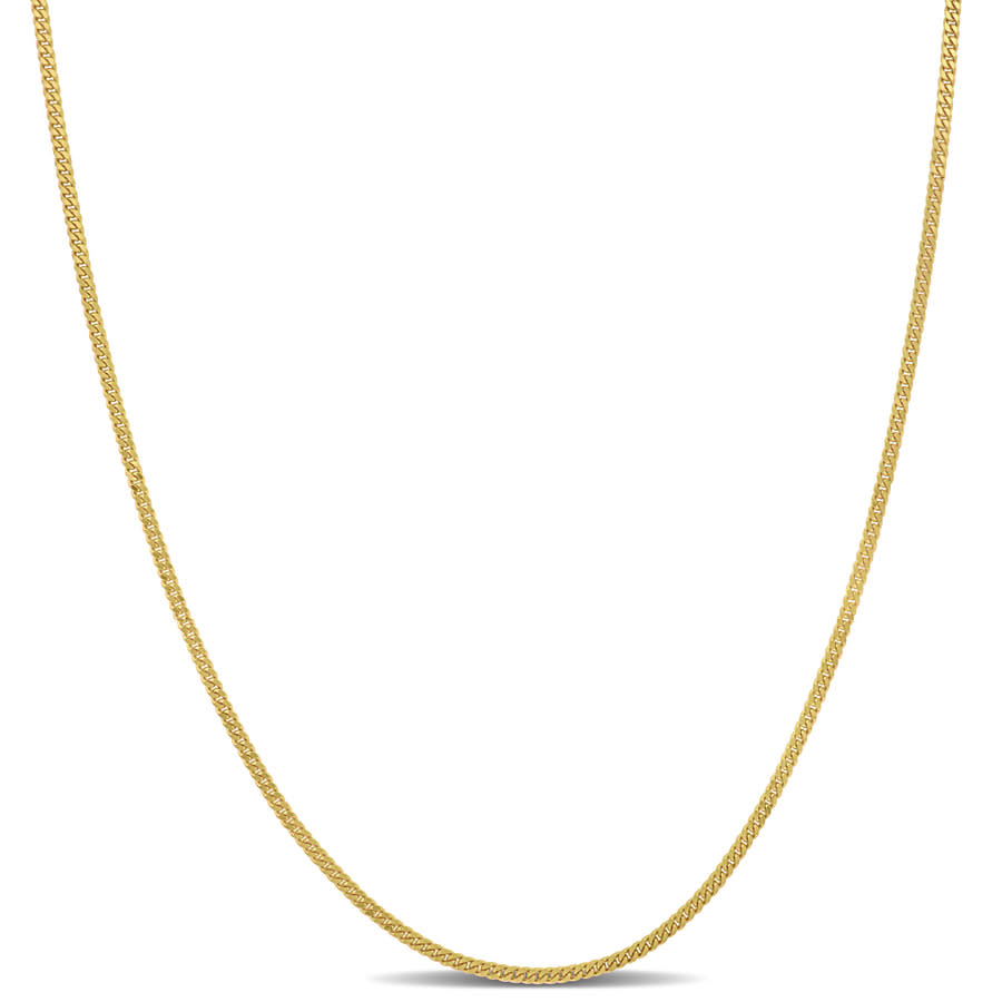 Amour 1mm Diamond Cut Flat Curb Link Chain Necklace In 14k Yellow Gold- 20 In