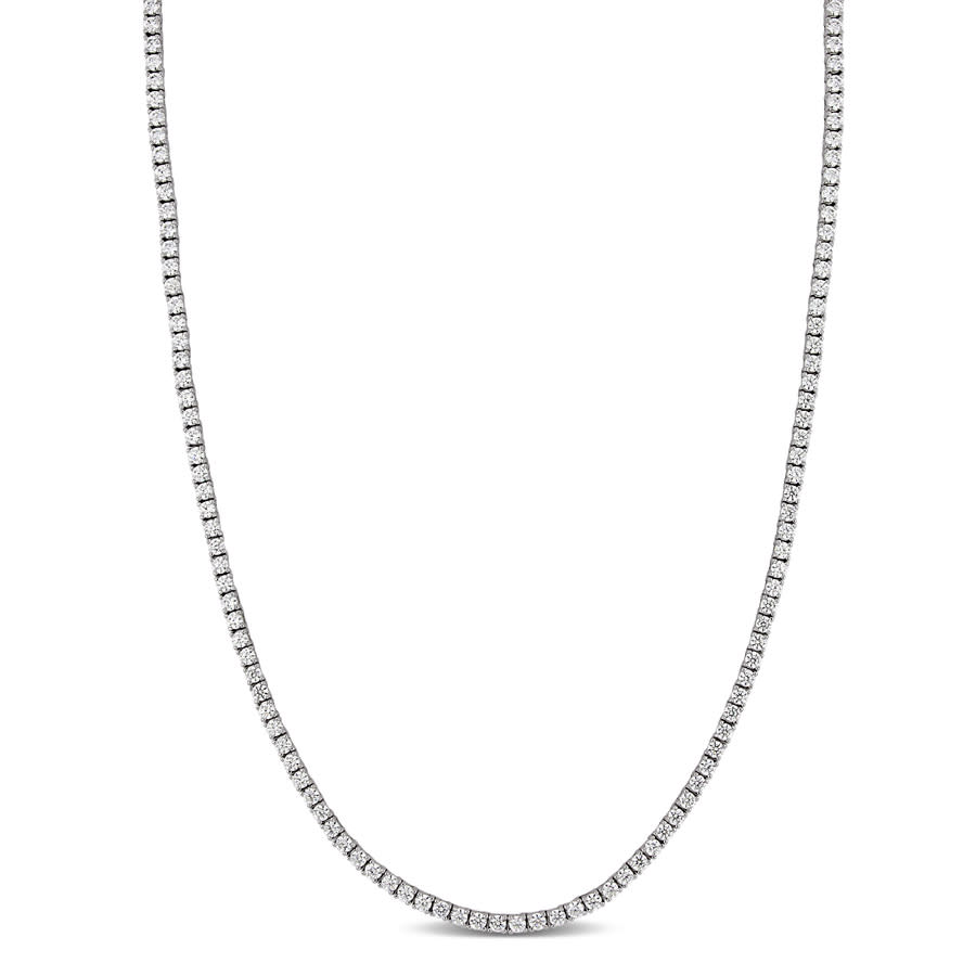 Amour 32 1/3 Ct Tgw Cubic Zirconia Tennis Necklace In Sterling Silver In White