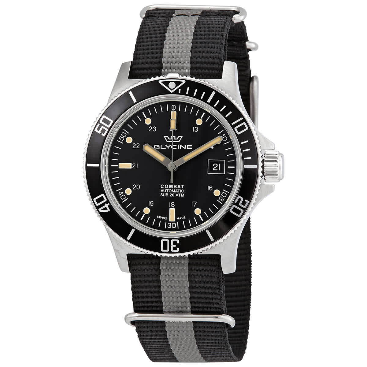 Glycine - Glycine Combat Sub Automatic Black Dial Mens Watch GL00