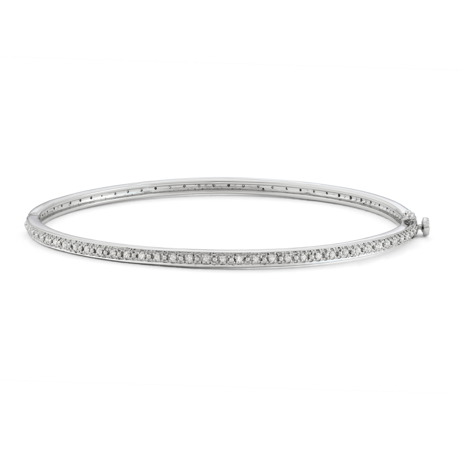 Hetal Diamonds 1/2 Cttw Diamond Eternity Style Bangle In Sterling Silver In Silver Tone,white