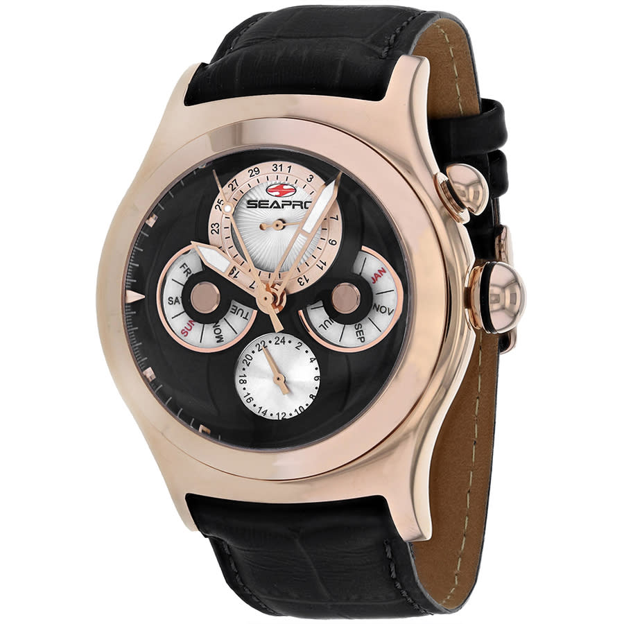 Seapro Chronoscope Quartz Black Dial Mens Watch Sp0134 In Black / Gold Tone / Rose / Rose Gold Tone