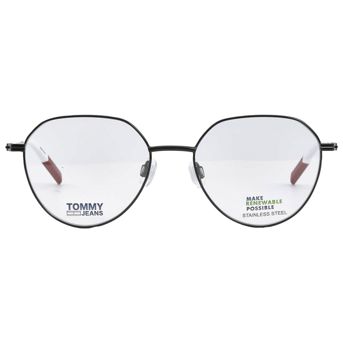 Tommy Jeans Demo Geometric Unisex Eyeglasses Tj 0015 0807 51 In Black