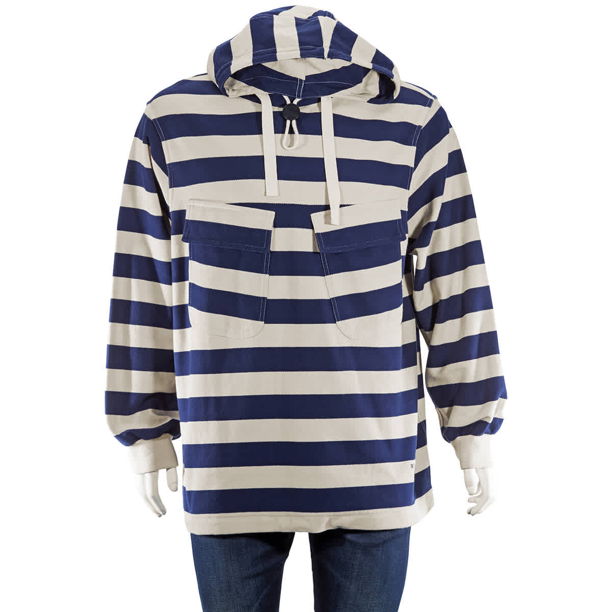 Burberry Thornford Striped Pullover Hoodie In Blue,white