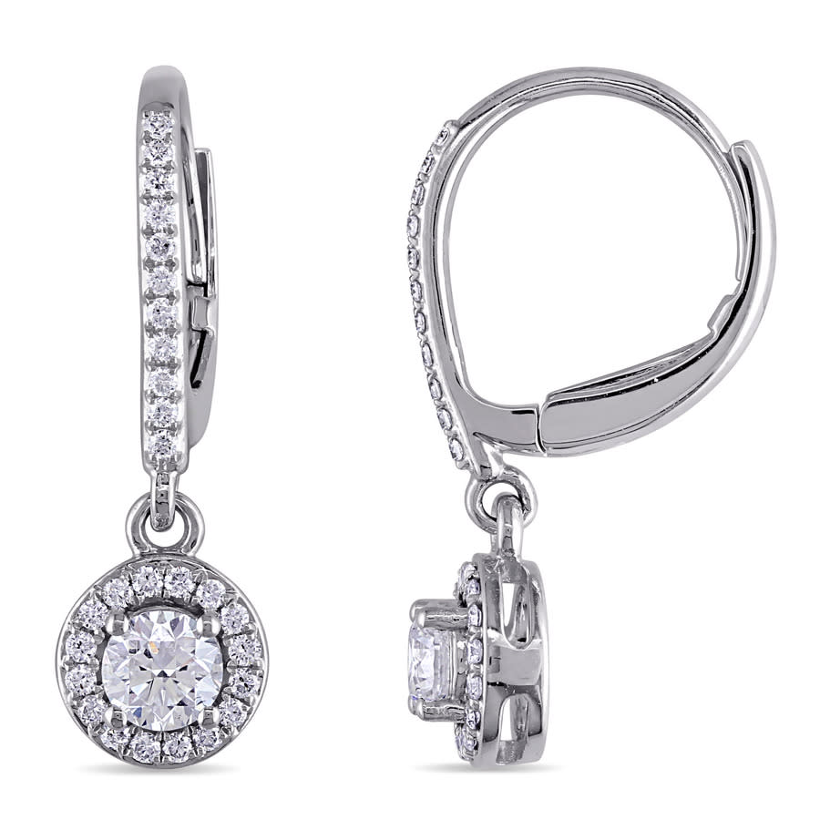 Amour 1 Ct Diamond Tw Leverback Earrings 14k Gold White Gh Si1