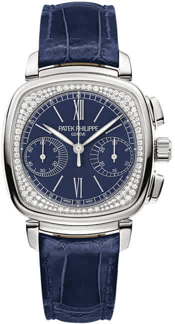 Patek Philippe Complications Chronograph Ladies Watch 7071g-011 In Blue / Gold / Gold Tone / White