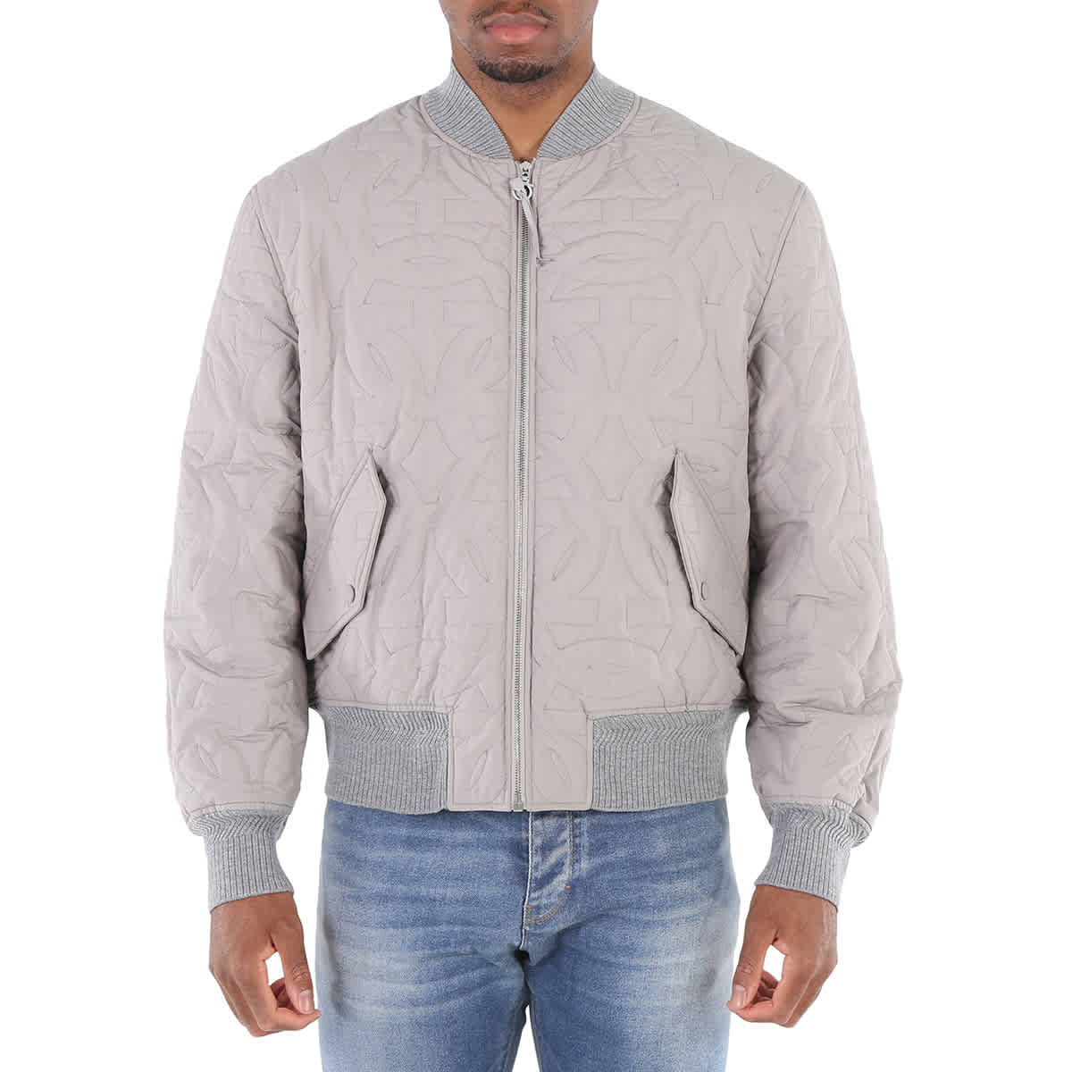 Ferragamo Gancini-logo Bomber Jacket In Rhinoceros Grey