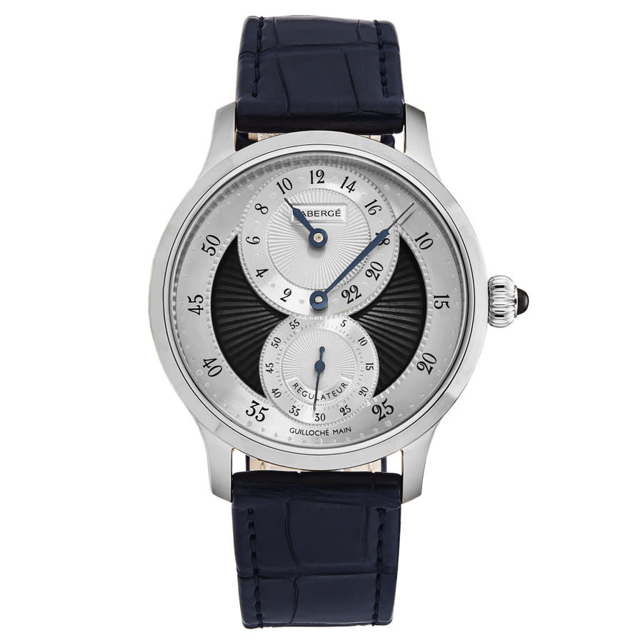 Fabergé Faberge Agathon Hand Wind Silver Dial Mens Watch Fab-216 In Blue / Gold / Gold Tone / Silver / White