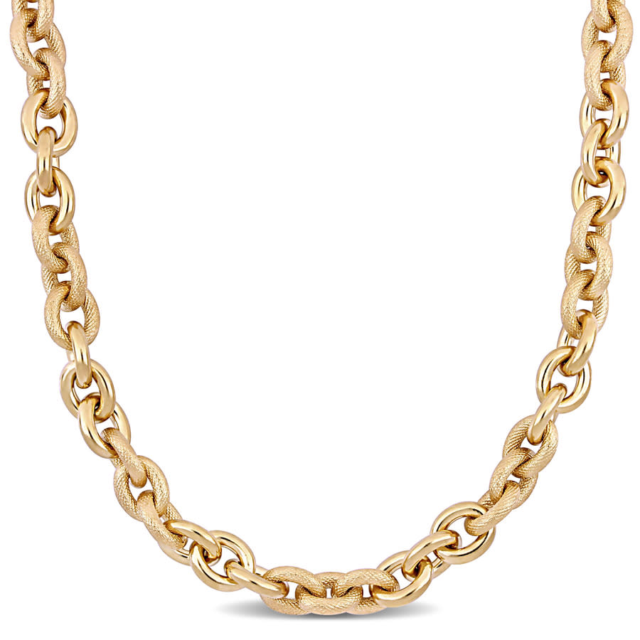 Amour 12mm Oval Link Necklace In Yellow Plated Sterling Silver In Yellow