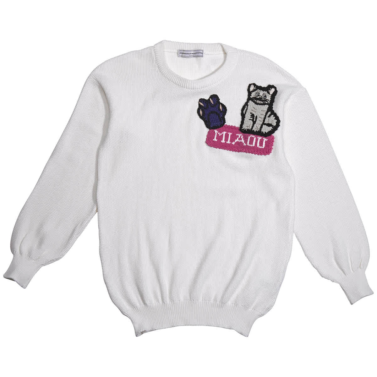 Michaela Buerger Kids Miaou Embroidered Long-sleeve Jumper In White