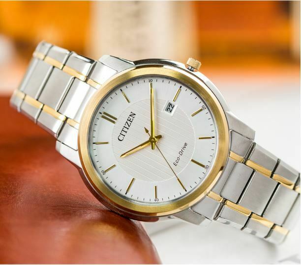 Citizen Eco-drive White Dial Two-tone Mens Watch Aw1216-86a In Gold Tone,silver Tone,two Tone,white