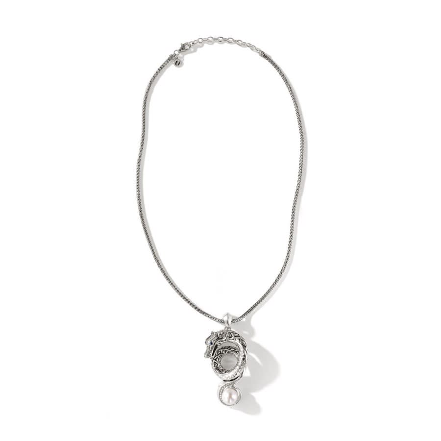 Shop John Hardy Legends Naga Pearl Pendant Necklace - Nbp603142bspdix18-20 In Silver-tone