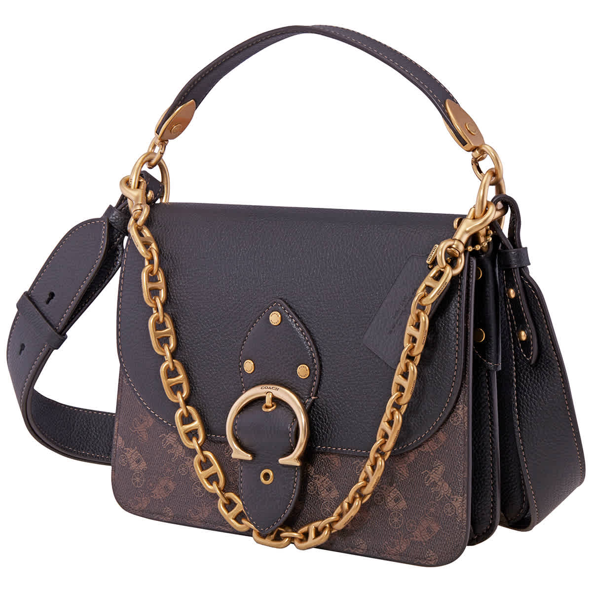 Coach White Ladies Beat Shoulder Bag With Horse And Carriage Print In Black ModeSens