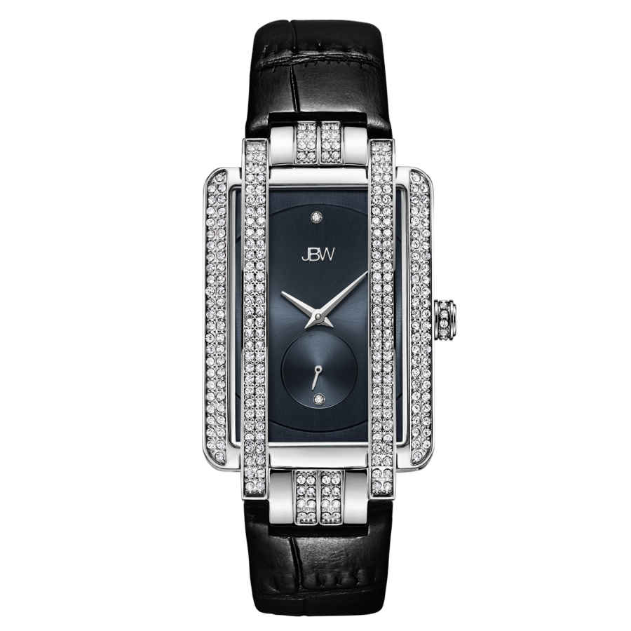 Jbw Mink Quartz Diamond Crystal Blue Dial Ladies Watch J6358l-c In Black,blue