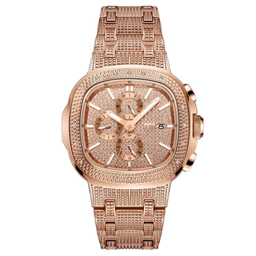 Jbw Men's Diamond (1/5 Ct. T.w.) Watch In 18k Rose Gold-plated Stainless-steel Watch 48mm In Gold Tone / Rose / Rose Gold Tone