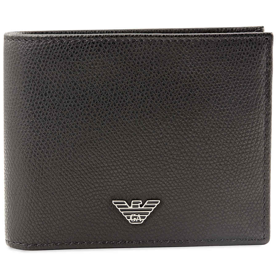 Emporio Armani Mens 4cc Leather Wallet- Black