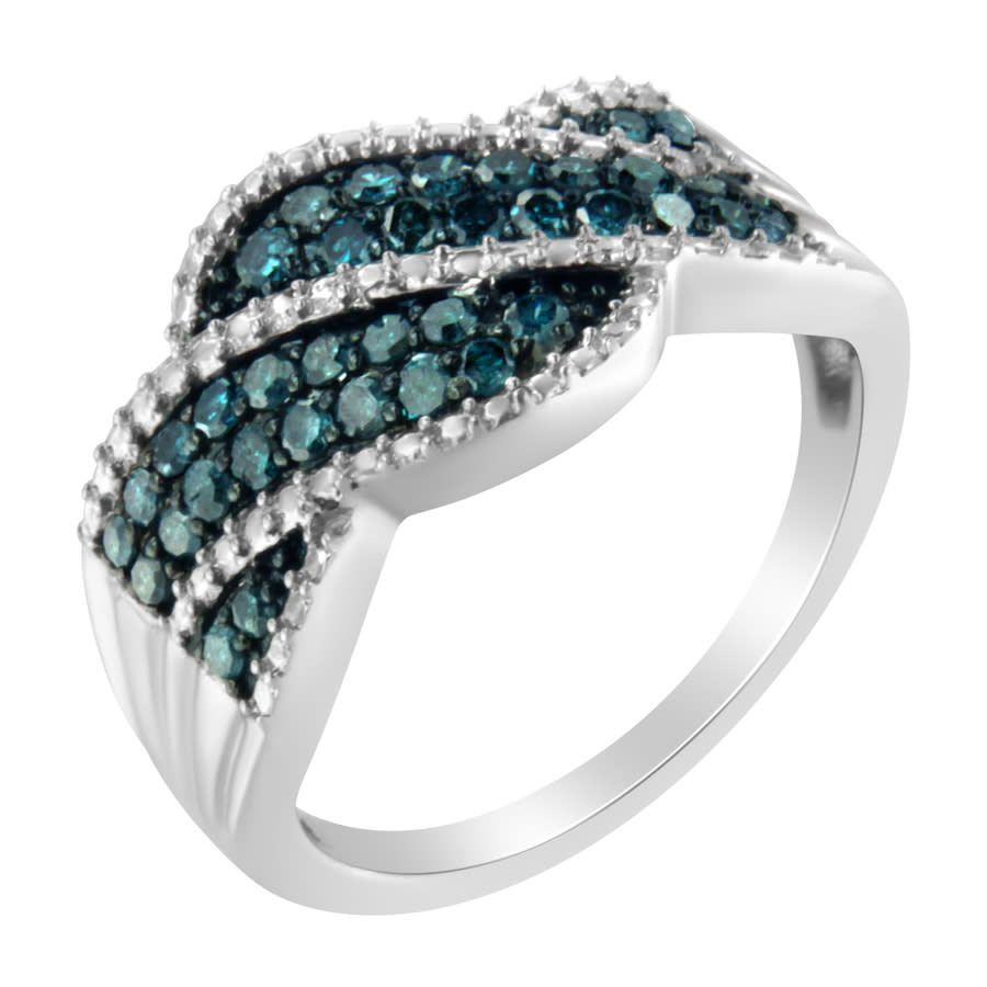 Haus Of Brilliance Sterling Silver 1/2ct Tdw Treated Blue Diamond Cocktail Ring ( Treated Blue, I2-i3) In Blue,silver Tone,white