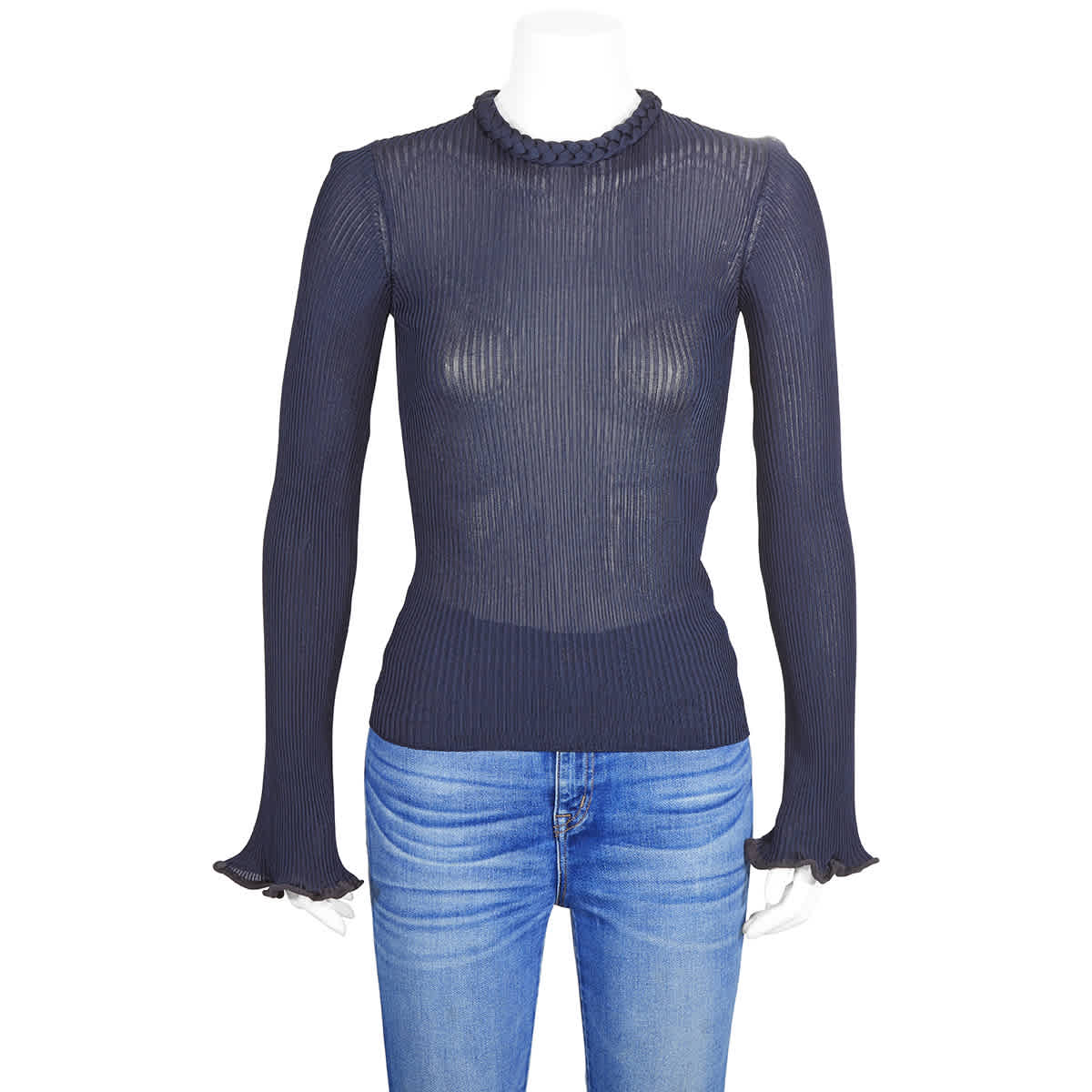 Chloé Chloe Blue Loose Ribbed Jumper