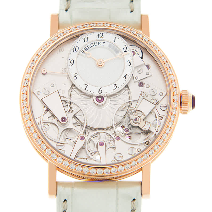 Shop Breguet Tradition Dame Automatic Ladies Watch 7038br/18/9v6.d00d In Gold / Gold Tone / Mop / Mother Of Pearl / Rose / Rose Gold / Rose Gold Tone / White