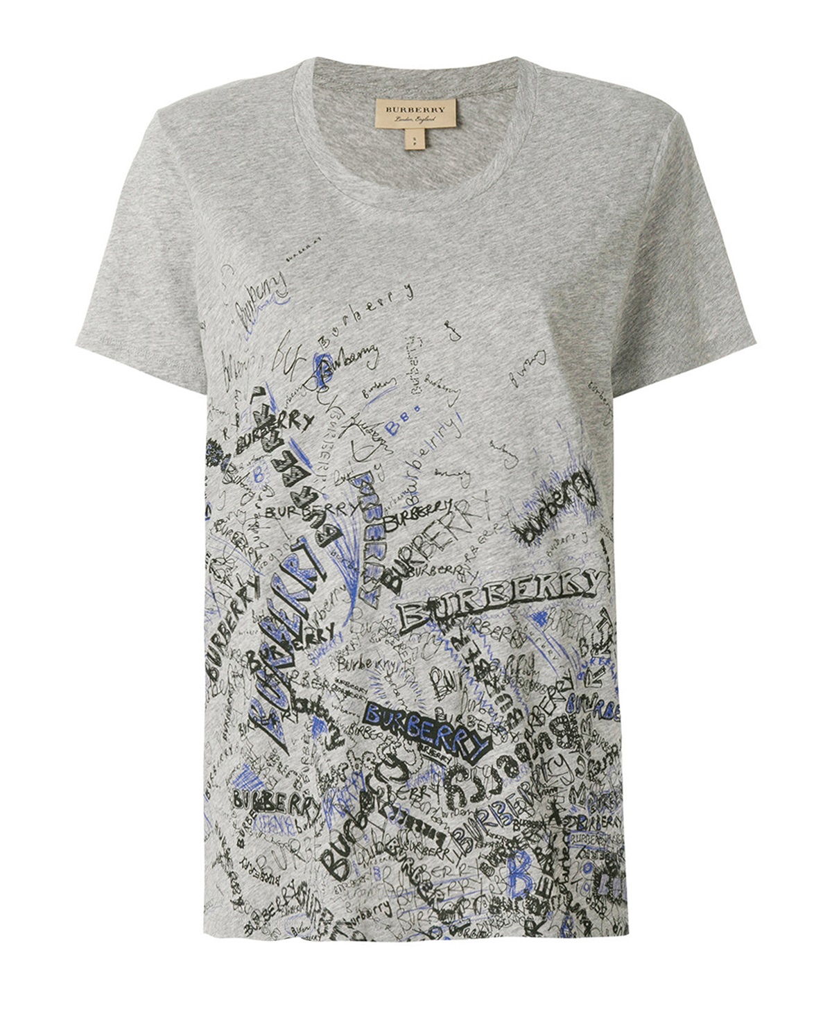 Burberry Doodle Print Cotton T-shirt In Grey