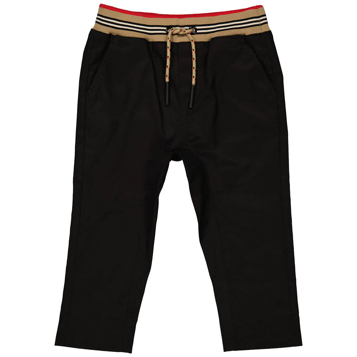 Burberry Icon Stripe Drawstring Trousers In Black